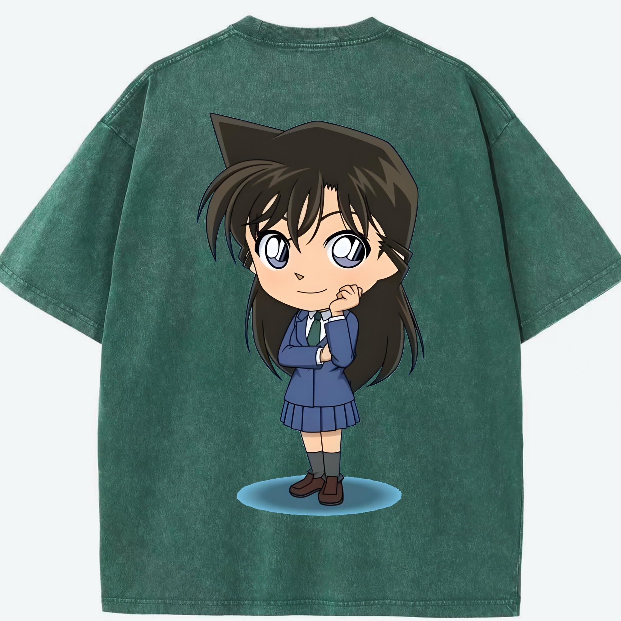 （画像用） 名探偵コナン 毛利 蘭 もうり らん、モーリ ラン Detective Conan Rachel Moore 綿100% ヴィンテージ風 半袖Tシャツ（背面プリント）